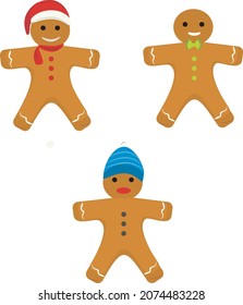 Gingerbreadman cookies christmas vector illustration