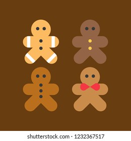 gingerbreadman flat icon, christmas theme food set