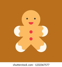 gingerbreadman icon, christmas food set. flat style