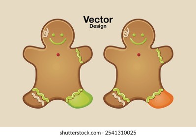 Galleta de jengibre Galleta de Halloween de Navidad Galleta de panadería Diseño de arte Postre Ilustración de alimentos Vector