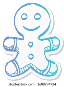 Gingerman icon in sticker color style. Food snack cake ginger bread brown