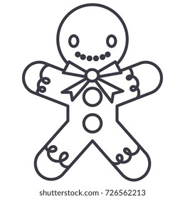 gingerman  vector line icon, sign, illustration on background, editable strokes