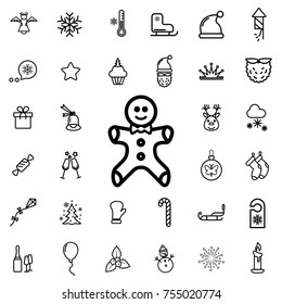 Gingerman. winter, celebration, christmas line icon set