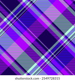Gingham verificação de fundo sem costura, 2024 tartan padrão vetor. Tecido xadrez têxtil de textura curva em paleta de cores brilhantes e índigo.