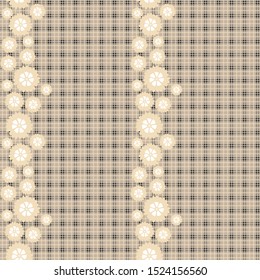 Gingham Background combination with floral motifs. Vector illustrations. Texture from squares/ rhombus for - tablecloths, blanket, plaid, cloths, shirts, textiles, dresses, paper, posters.