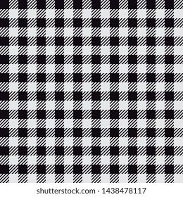 Gingham black and white pattern. Square geometric texture for plaid, tablecloths, clothes, T-shirts, dresses, paper, bedding, blankets, quilts and other textile products. Seamless vector background
