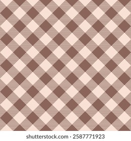 Gingham buffalo check plaid pattern, Seamless repeating vector pattern, brown colors