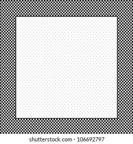 Gingham Check Frame, black and white, polka dot background, copy space for posters, announcements, scrapbooks. EPS8 compatible.