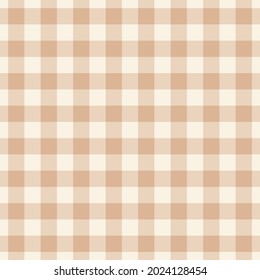 Gingham check pattern in beige brown. Seamless light vichy graphic vector for shirt, dress, trousers, skirt, towel, blanket, duvet cover, other modern spring summer autumn winter fashion textile.
