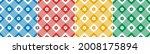 Gingham check pattern with flowers for tablecloth, picnic blanket, duvet cover. Seamless bright colorful floral tartan vichy check plaid graphics in red, green, yellow, blue for modern fashion print.