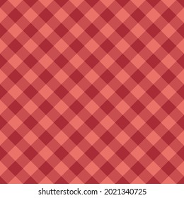 Gingham check pattern in reddish coral pink for spring autumn. Seamless geometric bright check graphic background vector texture for dress, skirt, tablecloth, other modern fashion textile print.