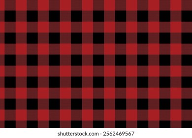 Gingham Check Pattern. Seamless fabric texture in red buffalo plaid checkered pattern, ideal for use in textiles, fashion design and backgrounds