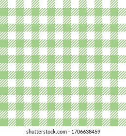 Gingham check pattern. Seamless vichy plaid in spring green and white for tablecloth, oilcloth, or other modern fabric designs.