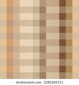 Gingham check plaid pattern in colorful beige, brown. Seamless vichy gingham check vector for  fabric, wrapping, wallpaper. Decorative print.