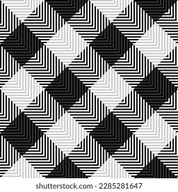 Gingham check plaid pattern in colorful black and white. Seamless vichy gingham check vector for  fabric, wrapping, wallpaper. Decorative print.