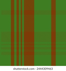 Gingham check plaid pattern consisting of brown and green is used for clothing and home decoration.