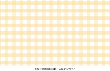 Gingham check plaid pattern in soft yellow for tablecloth, gift paper, napkin, blanket, scarf. Seamless pattern Eps.