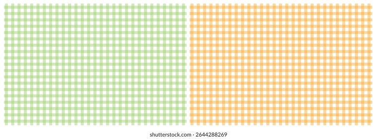 Gingham check plaid pattern vector, Plaid cloth texture material in soft green color for tablecloth, gift paper, napkin, scarf, Cute fashion seamless pattern in style of picnic, gingham plaid classic.