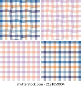 El vector de plaid de Gingham no es fácil para el diseño de tela de Shirt o pantalones. Luz multicolor pálida con combinación azul para textiles