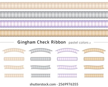 Gingham check ribbon design elements for headings
