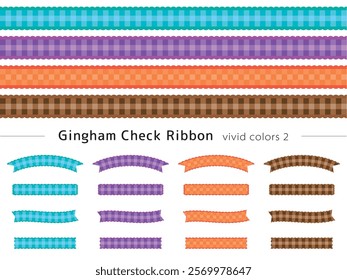 Gingham check ribbon material suitable for headings and other uses