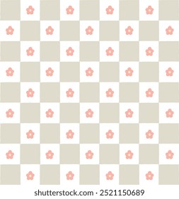 Fondo de pantalla de fondo de patrón de diseño de tela a cuadros de flores de Gingham