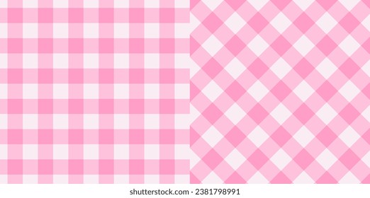 Gingham checkered plaid pattern in pink use for tablecloth, gift paper, napkin, blanket, scarf, textile and etc.