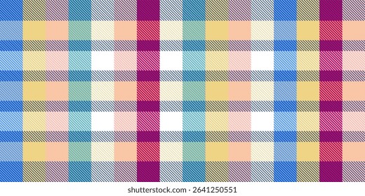 Gingham pattern background. Retro tablecloth texture. Abstract color full of Scott pattern. Pastel gingham seamless background for print on fabric. Vector art