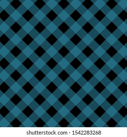 Gingham pattern black and blue. Texture from squares for - plaid, tablecloths, clothes, shirts, dresses, paper, bedding, blankets, quilts and other textile products. Vector illustration EPS 10
