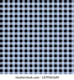 Gingham pattern blue and black. Texture from squares for - plaid, tablecloths, clothes, shirts, dresses, paper, bedding, blankets, quilts and other textile products. Vector illustration EPS 10
