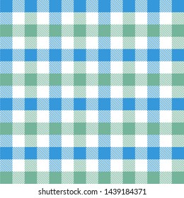 Gingham pattern blue and green. Texture from rhombus/squares for - plaid, tablecloths, clothes, shirts, dresses, paper, bedding, blankets, quilts and other textile products. Vector illustration EPS 10
