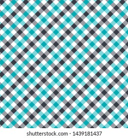 Gingham pattern Cyan and black. Texture from rhombus/squares for - plaid, tablecloths, clothes, shirts, dresses, paper, bedding, blankets, quilts and other textile products. Vector illustration EPS 10