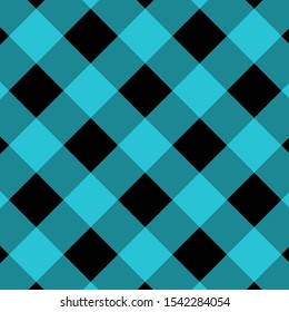 Gingham pattern cyan and black. Texture from squares for - plaid, tablecloths, clothes, shirts, dresses, paper, bedding, blankets, quilts and other textile products. Vector illustration EPS 10