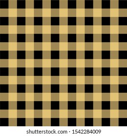 Gingham pattern gold and black. Texture from squares for - plaid, tablecloths, clothes, shirts, dresses, paper, bedding, blankets, quilts and other textile products. Vector illustration EPS 10