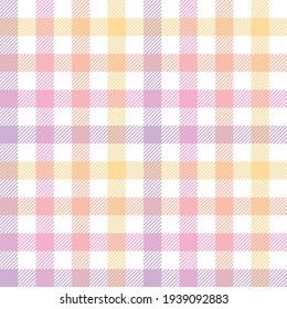 Gingham pattern gradient in purple  orange  pink  yellow  white  Seamless light tartan check plaid vector for gift paper  tablecloth  picnic blanket  other modern spring summer textile paper print 