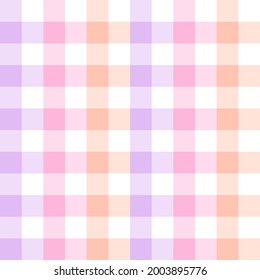 Gingham pattern in gradient purple  pink  orange  white  Multicolored pastel tartan plaid for tablecloth  picnic blanket  napkin  towel  handkerchief  other spring summer fashion fabric design 