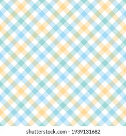 Gingham Pattern Graphic In Light Blue, Green, Yellow, White. Vichy Check Plaid Striped Seamless Vector For Spring Summer Tablecloth, Oilcloth, Towel, Picnic Blanket, Other Modern Fashion Fabric Print.