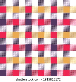 Gingham pattern Halloween autumn colorful design. Decorative seamless vichy check plaid background for flannel shirt, gift wrapping paper, tablecloth, other modern festive fashion textile design.