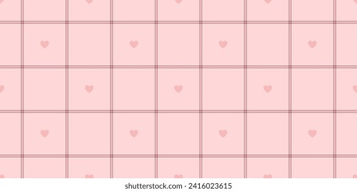 Patrón de Gingham con corazones. Cristal de vitrina tartán sin soldadura para vestido, camisa, mantel, servilleta u otro moderno diseño textil de San Valentín