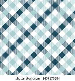 Gingham pattern light blue. Texture from rhombus/squares for - plaid, tablecloths, clothes, shirts, dresses, paper, bedding, blankets, quilts and other textile products. Vector illustration EPS 10