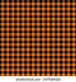 Gingham pattern orange and black. Texture from squares for - plaid, tablecloths, clothes, shirts, dresses, paper, bedding, blankets, quilts and other textile products. Vector illustration EPS 10