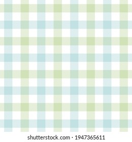 Patrón de Gingham en azul pastel, verde, blanco. Vichy textura vectorial de verano sin costura de primavera para manteles, manteles de aceites, manta de picnic, servilleta, toalla, otras modernas moda diaria o diseño textil doméstico.