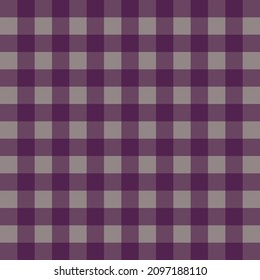 Gingham pattern in purple and pale grey. Seamless vichy background graphic vector for shirt, dress, skirt, trousers, other modern spring summer autumn winter fashion textile print.