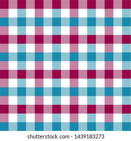 Gingham pattern red and blue. Texture from rhombus/squares for - plaid, tablecloths, clothes, shirts, dresses, paper, bedding, blankets, quilts and other textile products. Vector illustration EPS 10