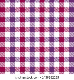 Gingham pattern red and violet. Texture from rhombus/squares for - plaid, tablecloths, clothes, shirts, dresses, paper, bedding, blankets, quilts and other textile products. Vector illustration EPS 10