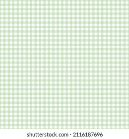 Gingham Pattern Seamless Plaid Repeat Vector In Green And White. Design For Print, Tartan, Gift Wrap, Textiles, Checkered Background For Tablecloth