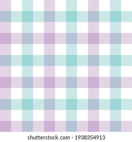 Patrón de Gingham sin fisuras en morado, verde, blanco. Cristal vichy de verano de primavera texturada para manteles, falda, manta de picnic, manteles de aceites, otros modernos tejidos de moda informal o papel impreso.