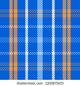 Gingham pattern seamless vector in blue, yellow, off white. Vichy check background striped graphic for tablecloth, oilcloth, towel, picnic blanket, other modern spring summer fashion textile print
