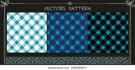 Gingham pattern set checked plaids clothing Seamless design