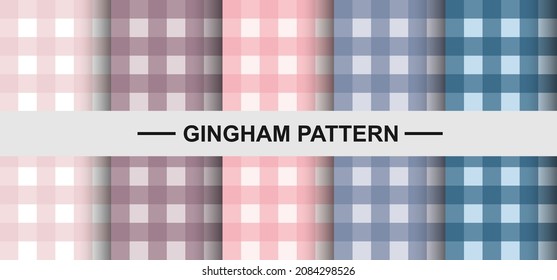 Gingham pattern set textured. vector illustration